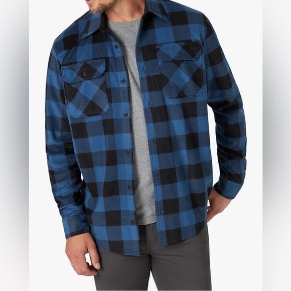 Wrangler Other - Wrangler Men's Blue and Black Plaid Shirt Jacket